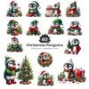 Christmas Penguins PNG Clipart Collection - 40 PNG, Holiday Penguin Graphics, X-mas Printable, Commercial use, Digital Download