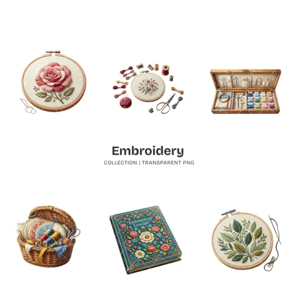 Embroidery PNG Clipart Collection - 41 PNG, Needlework Graphics, Embroidery Essentials, Thread Printables, Commercial use, Digital download