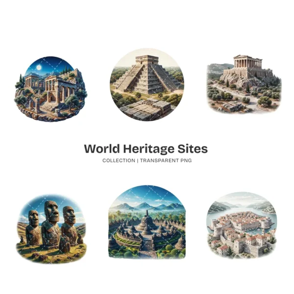 World Heritage Sites PNG Clipart Collection - 40 PNG, Landmark Graphics, Historical Monuments Printables, Commercial use, Digital download