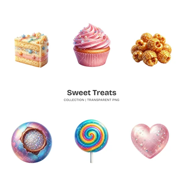 Sweet Treats PNG Clipart Collection - 40 PNG, Lollipop Graphics, Cakes Cotton Candy, Sweet Food Printables, Commercial use, Digital download