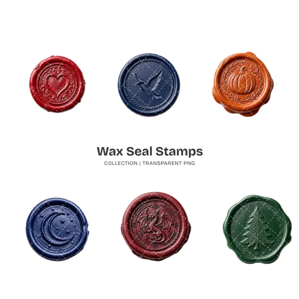 Wax Seal Stamps PNG Clipart Collection - 50 PNG, Vintage Wax Seal Graphics, Wedding Invitation Printables, Commercial use, Digital download