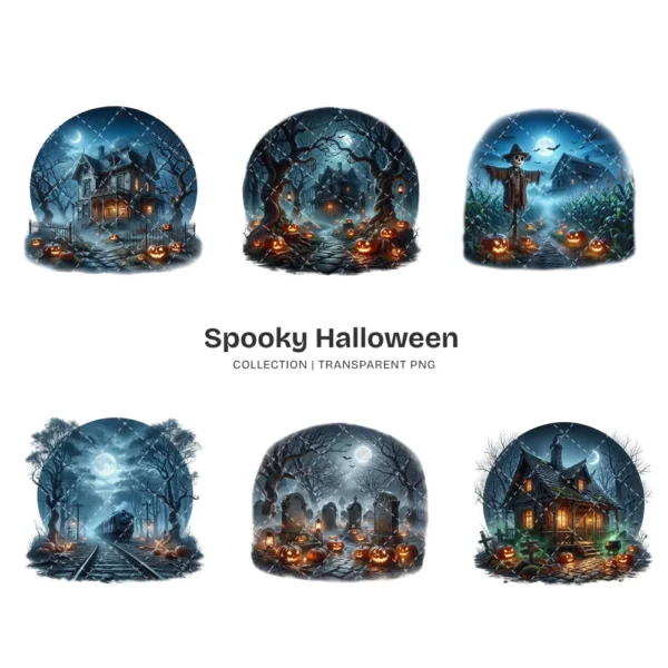 Spooky Halloween Landscape PNG Clipart Collection - 40 PNG, Eerie Graphics, Gothic Scene Printable, Commercial use, Digital download