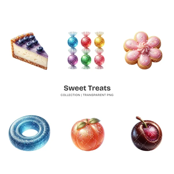 Sweet Treats (P-2) PNG Clipart Collection - 40 PNG, Lollipop Graphics, Cakes Cotton Candy, Sweet Food Printables, Commercial use, Digital download
