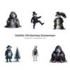 Gothic Christmas Snowman PNG Clipart Collection - 47 PNG, Spooky Winter Graphics, Dark Goth Printables, Commercial use, Digital download