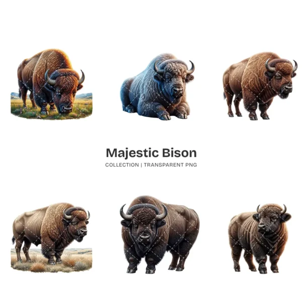 Majestic Bison PNG Clipart Collection - 40 PNG, Forest Wild Animal Graphics, Wildlife Printables, Commercial use, Digital download