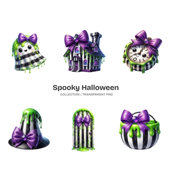 Spooky Halloween PNG Clipart Collection - 40 PNG, Creepy Ghost Graphics, Owl, Bat, Whimsical Printables, Commercial use, Digital download