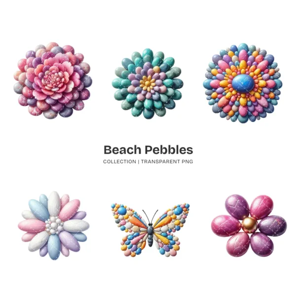 Beach Pebbles PNG Clipart Collection - 60 PNG, Coastal Stone Graphics, Beach Rock, Seashore Printables, Commercial use, Digital download