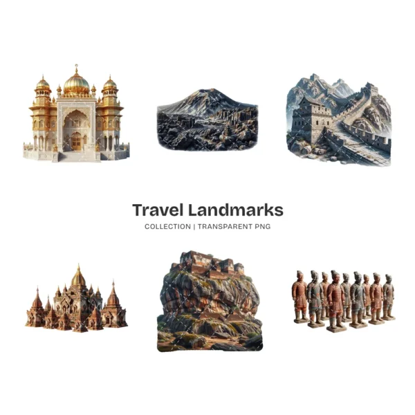 Travel Landmarks PNG Clipart Collection - 40 PNG, World Monuments Graphics, Famous Places Printables, Commercial use, Digital download