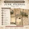 The Cartographers Expedition Junk Journal Pages - The Explorers Field Notes Ephemera, Vintage Adventure Ephemera, Digital Download