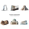 Travel Landmarks (P-3) PNG Clipart Collection - 40 PNG, World Monuments Graphics, Famous Places Printables, Commercial use, Digital download