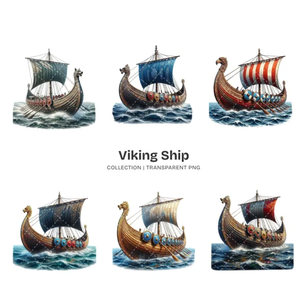 Viking Ship PNG Clipart Collection - 42 PNG, Historic Norse Graphics, History Enthusiasts Printable, Commercial use, Digital Download
