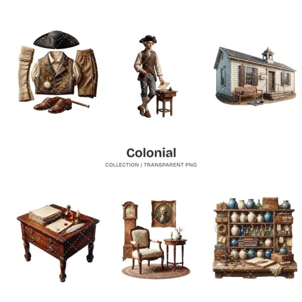 Colonial PNG Clipart Collection - 42 PNG, Historical Graphics, Vintage Tools, Bygone Era Printable, Commercial use, Digital Download