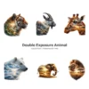 Double Exposure Animal PNG Clipart Collection - 40 PNG, Wildlife Graphics, Forest Mountain Printable, Commercial use, Digital Download