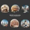World Landmarks PNG Clipart Collection - 40 PNG, Travel Graphics, Around the World Printables, Commercial use, Digital download