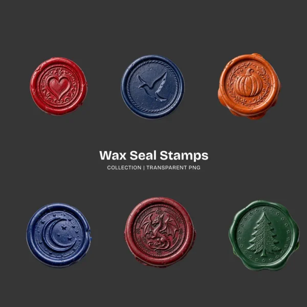 Wax Seal Stamps PNG Clipart Collection - 50 PNG, Vintage Wax Seal Graphics, Wedding Invitation Printables, Commercial use, Digital download