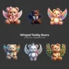 Winged Teddy Bears PNG Clipart Collection - 40 PNG, Whimsical Graphics, Fantasy Bear Printable, Commercial use, Digital download