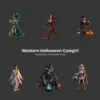 Western Halloween Cowgirl Skeleton PNG Clipart Collection - 40 PNG, Gothic Graphics, Pumpkins Printable, Commercial use, Digital download