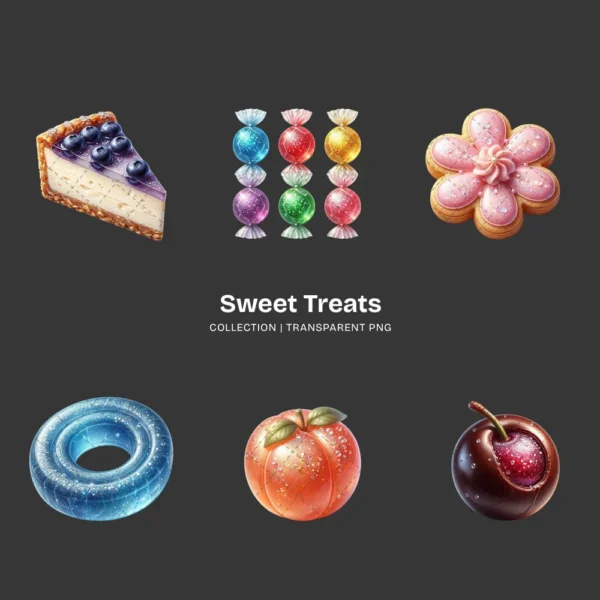Sweet Treats (P-2) PNG Clipart Collection - 40 PNG, Lollipop Graphics, Cakes Cotton Candy, Sweet Food Printables, Commercial use, Digital download