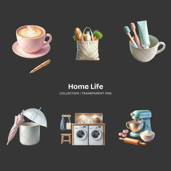 Home Life PNG Clipart Collection - 47 PNG, Cozy Home Essential Graphics, Everyday Living Printable, Commercial use, Digital download