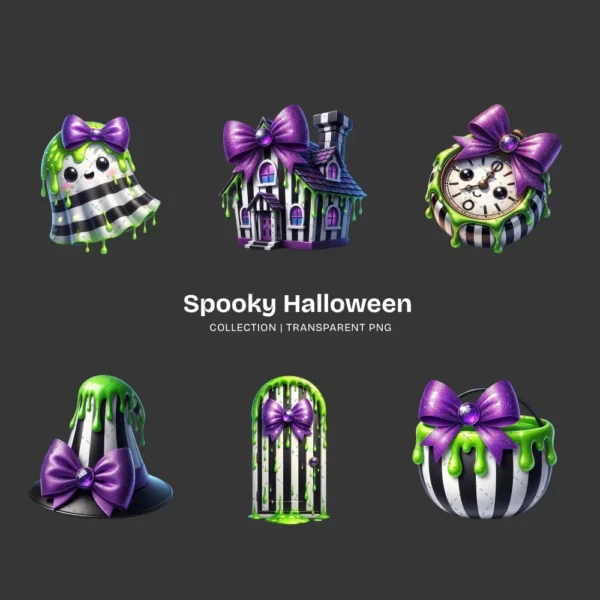 Spooky Halloween PNG Clipart Collection - 40 PNG, Creepy Ghost Graphics, Owl, Bat, Whimsical Printables, Commercial use, Digital download