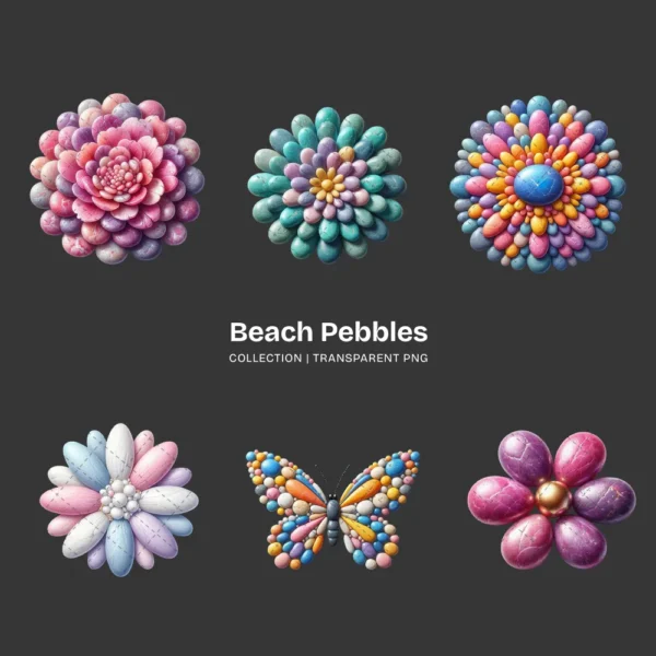 Beach Pebbles PNG Clipart Collection - 60 PNG, Coastal Stone Graphics, Beach Rock, Seashore Printables, Commercial use, Digital download