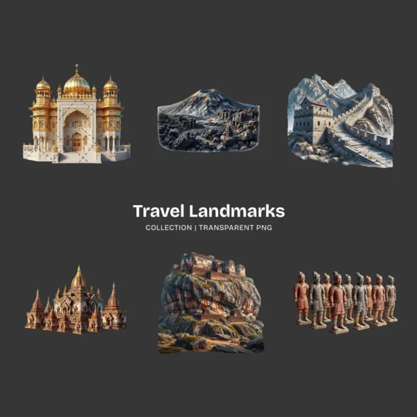 Travel Landmarks PNG Clipart Collection - 40 PNG, World Monuments Graphics, Famous Places Printables, Commercial use, Digital download