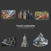 Travel Landmarks (P-2) PNG Clipart Collection - 40 PNG, World Monuments Graphics, Famous Places Printables, Commercial use, Digital download