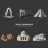 Travel Landmarks (P-3) PNG Clipart Collection - 40 PNG, World Monuments Graphics, Famous Places Printables, Commercial use, Digital download