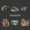 Travel Landmarks (P-4) PNG Clipart Collection - 40 PNG, World Monuments Graphics, Famous Places Printables, Commercial use, Digital download