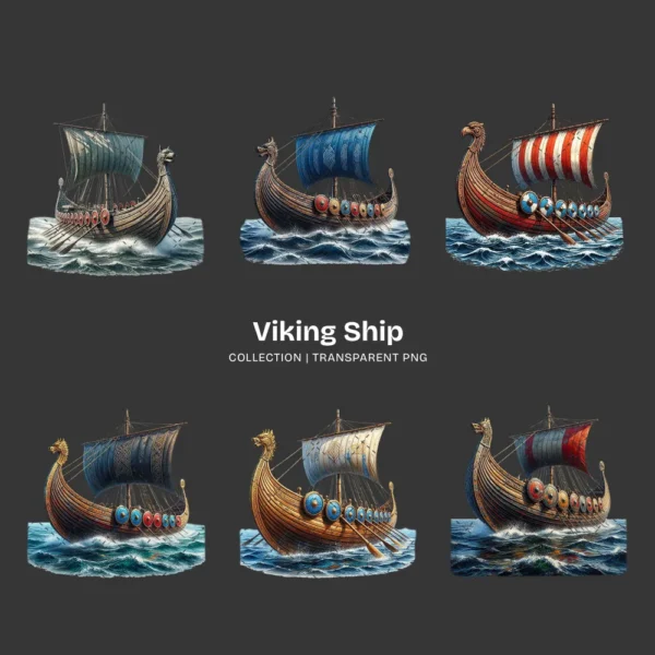 Viking Ship PNG Clipart Collection - 42 PNG, Historic Norse Graphics, History Enthusiasts Printable, Commercial use, Digital Download