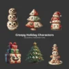 Creepy Holiday Characters PNG Clipart Collection - 40 PNG, Santa, Snowmen Graphics, Ornaments Printable, Commercial use, Digital Download