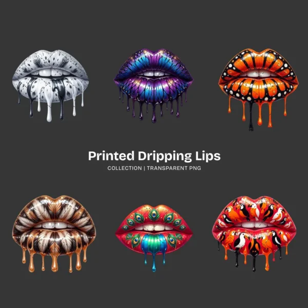 Printed Dripping Lips PNG Clipart Collection - 40 PNG, Insect Graphics, Bird Print Kiss Printable, Commercial use, Digital Download