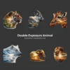 Double Exposure Animal PNG Clipart Collection - 40 PNG, Wildlife Graphics, Forest Mountain Printable, Commercial use, Digital Download