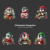 Christmas Penguins PNG Clipart Collection - 40 PNG, Holiday Penguin Graphics, X-mas Printable, Commercial use, Digital Download