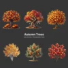 Autumn Trees PNG Clipart Collection - 40 PNG, Fall Foliage Graphics, Autumnal Charm Printable, Commercial use, Digital Download