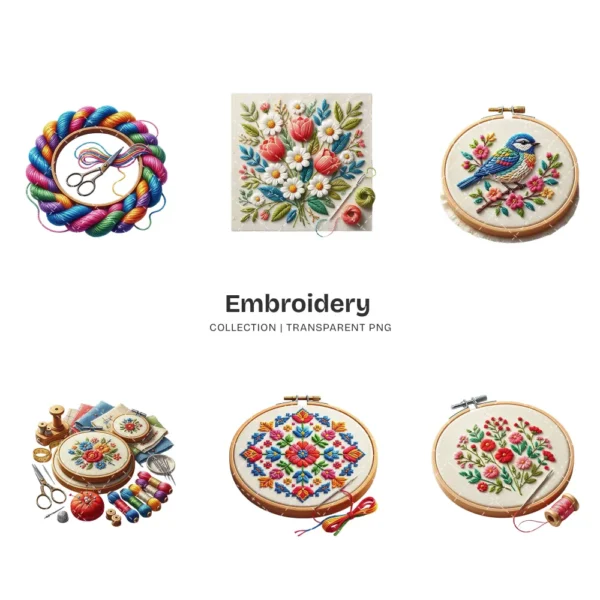 Embroidery PNG Clipart Collection - 41 PNG, Needlework Graphics, Embroidery Essentials, Thread Printables, Commercial use, Digital download