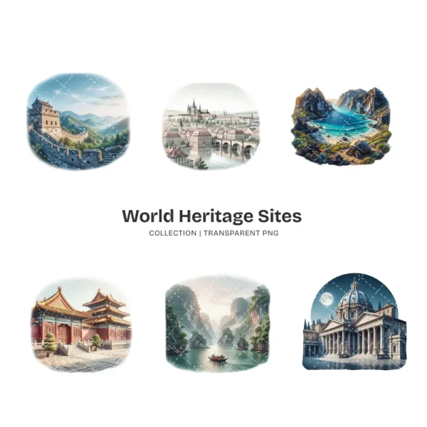 World Heritage Sites PNG Clipart Collection - 40 PNG, Landmark Graphics, Historical Monuments Printables, Commercial use, Digital download