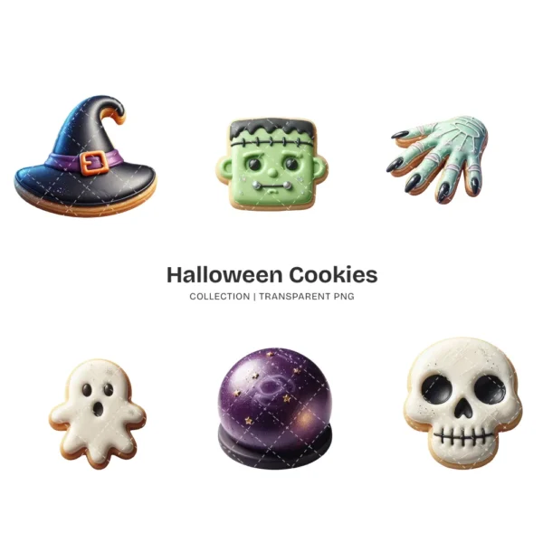 Halloween Cookies PNG Clipart Collection - 40 PNG, Spooky Treat Graphics, Sweetly Spooky, Party Printables, Commercial use, Digital download