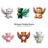 Winged Teddy Bears PNG Clipart Collection - 40 PNG, Whimsical Graphics, Fantasy Bear Printable, Commercial use, Digital download