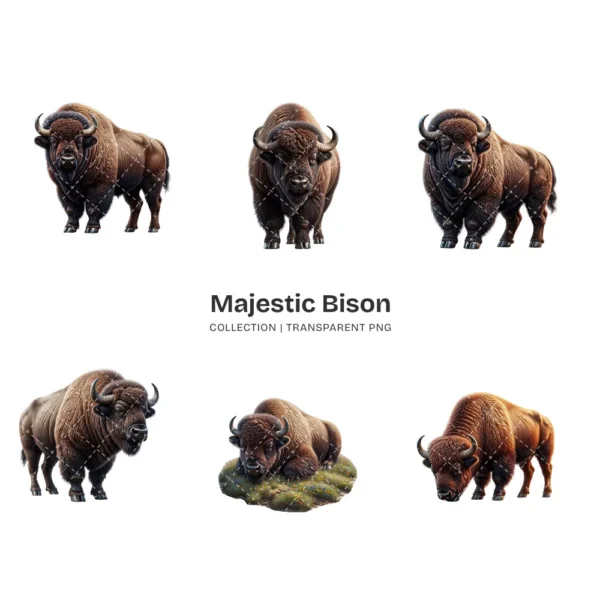 Majestic Bison PNG Clipart Collection - 40 PNG, Forest Wild Animal Graphics, Wildlife Printables, Commercial use, Digital download