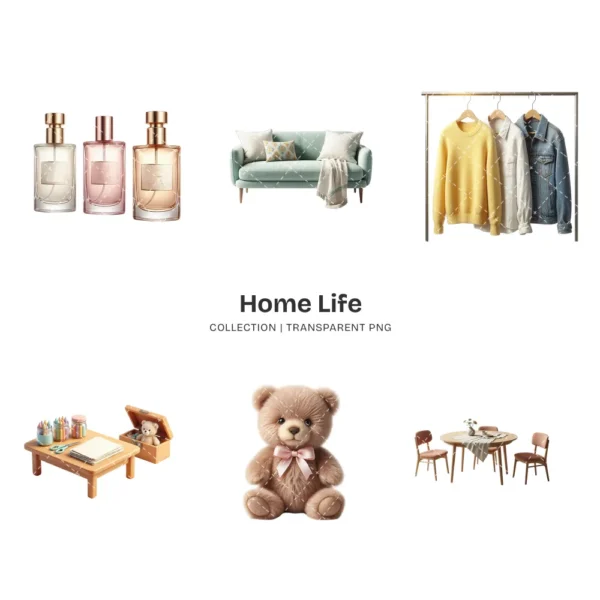 Home Life PNG Clipart Collection - 47 PNG, Cozy Home Essential Graphics, Everyday Living Printable, Commercial use, Digital download