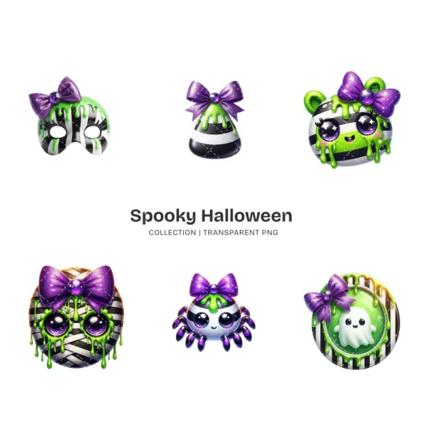 Spooky Halloween PNG Clipart Collection - 40 PNG, Creepy Ghost Graphics, Owl, Bat, Whimsical Printables, Commercial use, Digital download