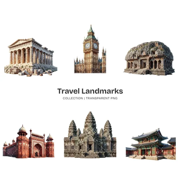 Travel Landmarks PNG Clipart Collection - 40 PNG, World Monuments Graphics, Famous Places Printables, Commercial use, Digital download