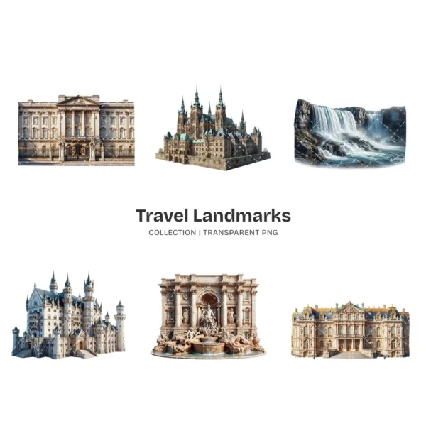 Travel Landmarks (P-2) PNG Clipart Collection - 40 PNG, World Monuments Graphics, Famous Places Printables, Commercial use, Digital download