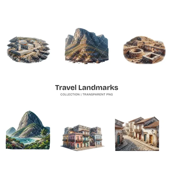 Travel Landmarks (P-4) PNG Clipart Collection - 40 PNG, World Monuments Graphics, Famous Places Printables, Commercial use, Digital download