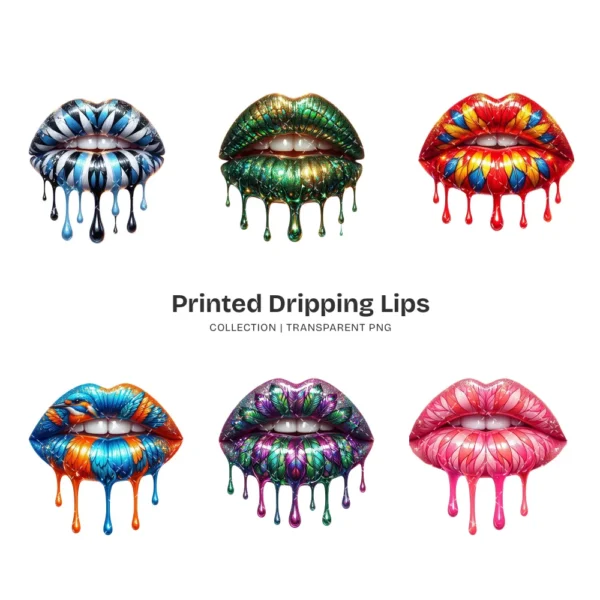 Printed Dripping Lips PNG Clipart Collection - 40 PNG, Insect Graphics, Bird Print Kiss Printable, Commercial use, Digital Download