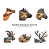 Double Exposure Animal PNG Clipart Collection - 40 PNG, Wildlife Graphics, Forest Mountain Printable, Commercial use, Digital Download