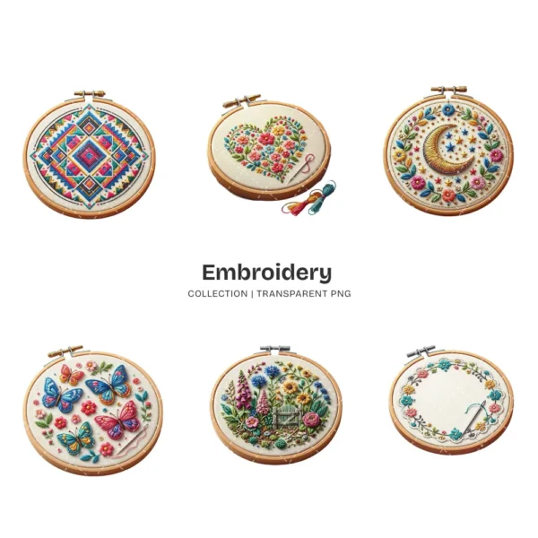 Embroidery PNG Clipart Collection - 41 PNG, Needlework Graphics, Embroidery Essentials, Thread Printables, Commercial use, Digital download