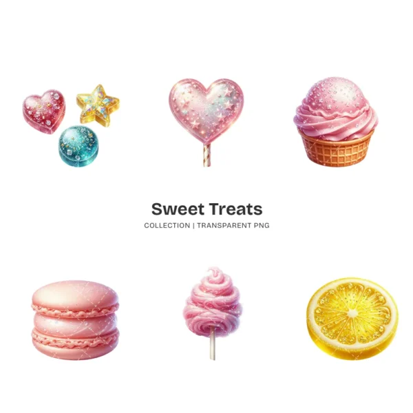 Sweet Treats PNG Clipart Collection - 40 PNG, Lollipop Graphics, Cakes Cotton Candy, Sweet Food Printables, Commercial use, Digital download