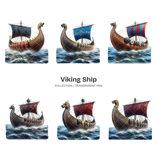 Viking Ship PNG Clipart Collection - 42 PNG, Historic Norse Graphics, History Enthusiasts Printable, Commercial use, Digital Download
